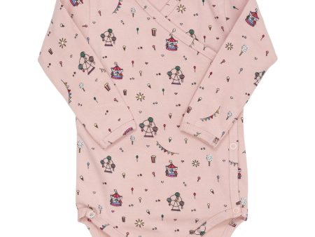 Copenhagen Colors Dusty Rose Tivoli Print Jersey Crossover Body W Print Ls Online Hot Sale