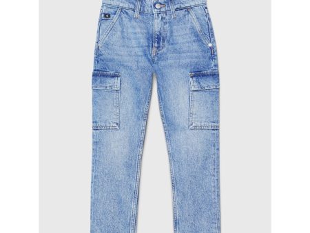 Calvin Klein Dad Denim Jeans Iconic Mid Blue on Sale