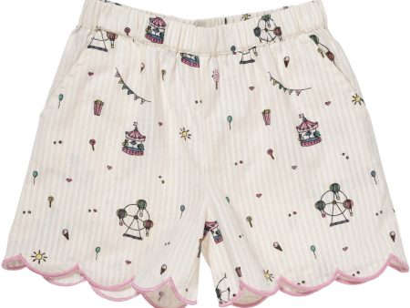 Copenhagen Colors Cream Tivoli Print Shorts W. Deco Edge Hot on Sale