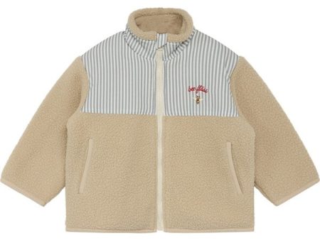 Flöss Bruce Fleece Jakke Blue Stripe Sand Online Hot Sale